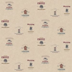 Ktchen Recipes G12242  Papel  de parede fundo bege com xicaras bules de café 