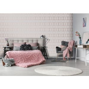 Star 106566 Papel  de Parede  hexagonal  bege com rose gold