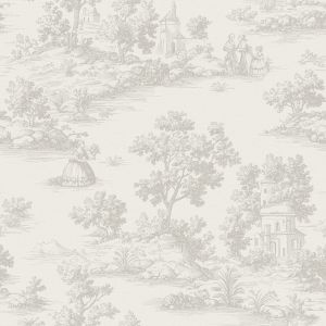 Goya  3858-2 Papel de parede riscas toile de jouy cinza