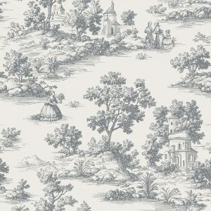 Goya  3858-6 Papel de parede riscas toile de jouy cinza escuro