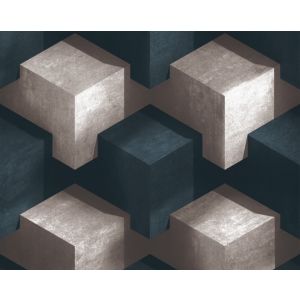 Star 370604 Papel de parede 3d com quadrados cinza e azul 