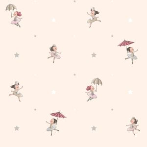 Treboli  582-3 Papel de parede  fundo bege bailarinas e estrelinhas 