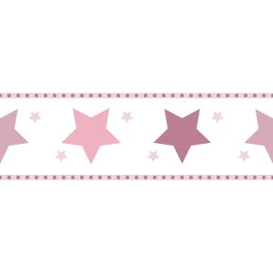 Treboli  594-2 Papel de parede faixa  estrelas rosa