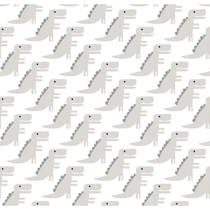 Renascer 6208  Papel de  Parede  fundo branco com dinossauros cinza 