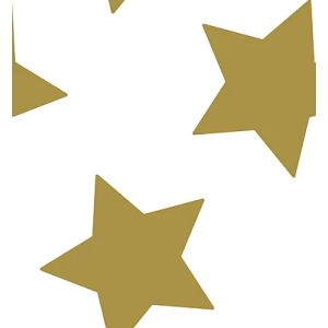 Renascer 6213  Papel de  Parede fundo branco com estrelas douradas grandes 