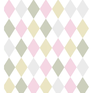 Renascer 6239 Papel de  Parede losangos rosa verde bege branco tons pasteis 
