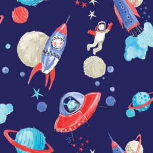 Star 8000 Papel de  Parede  astronauta foguete e espaco com fundo azul e glitter 