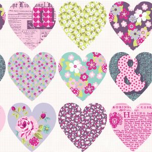 Star 8501 Papel de  Parede  Coracoes  com flores 