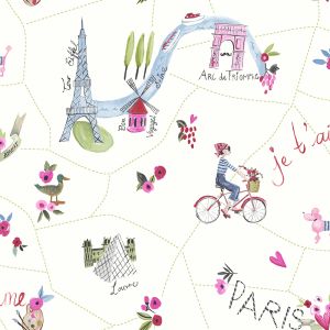 Star 6105 Papel de  Parede  passeio aos monumentos de paris com menina ciclista e gliitter