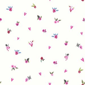 Star 6106 Papel de  Parede corações e flores com glitter e brilho 