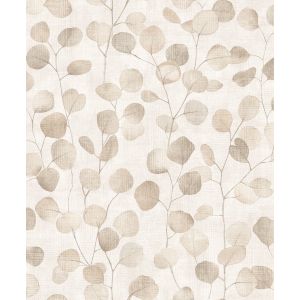 Leyla 81641 Papel de parede  folhas bege com fundo de linho 