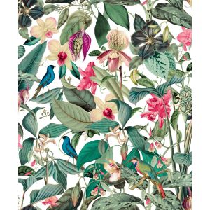 Leyla 81686  Papel de parede folhas e flores colorido