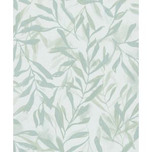 Leyla 82442  Papel de parede folhas e flores verde