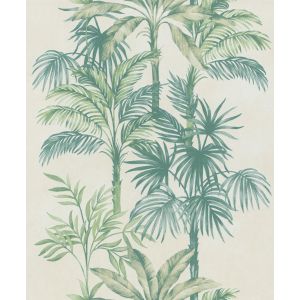 Leyla 82456 Papel de parede folhas e flores  verde e bege