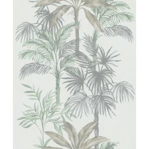 Leyla 82457 Papel de parede folhas e flores cinza e verde