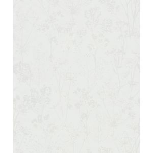Leyla 82462 Papel de parede folha e flores branco fundo bege