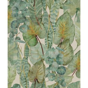 Flora 84452 papel de parede folhagem verde e bege