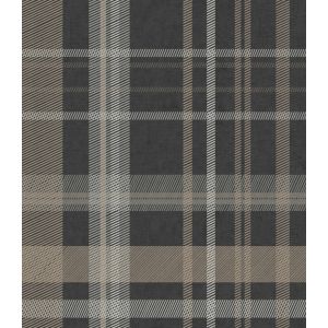 Tartan 88597 Papel de parede escocês preto e bege