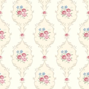 Medalhão rosas rosa vermelha e flor azul