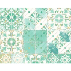 Star 372403 Papel de  parede azuleijo portugues tons verde e bege 