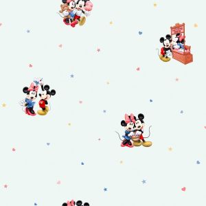 Star B581301 Papel de  Parede minie e mickey fundo azul claro  
