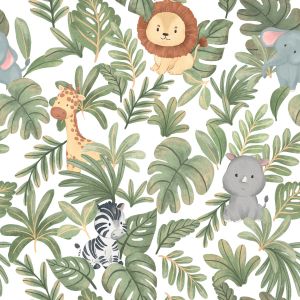 Bambini BA0004 Papel de parede safari baby verde 