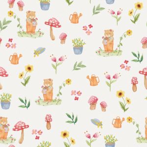 Bambini BA0017 Papel de parede  ursinha Jardineira