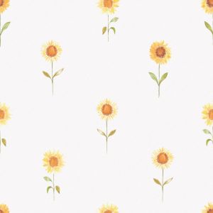 Bambini BA0023 Papel de parede  mini girassóis branco