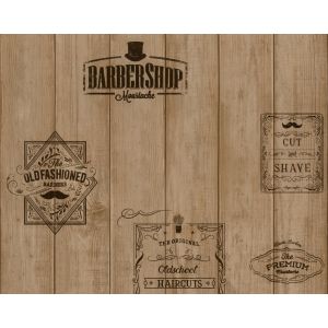 Star 372105 Papel de parede com temas de barbearia em  bege  