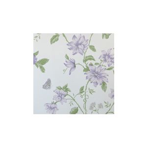 English Florals  G34303   Papel de  Parede   fundo branco com flores lilas