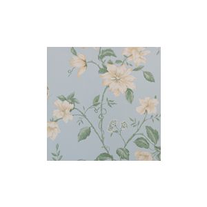 English Florals  G34307   Papel de  Parede   fundo azul flores beges