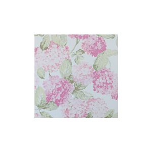 English Florals  G34311  Papel de  Parede   fundo  branco com hortencias rosa
