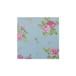 English Florals  G34314  Papel de  Parede   fundo  azul com flores 