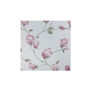 English Florals  G34326  Papel de  Parede   fundo  branco com rosas rosa
