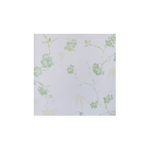 English Florals  G67215 Papel de  Parede  lfundo branco com flores verdes