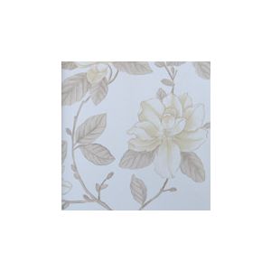 English Florals  G67223 Papel de  Parede  fundo branco com flores bege