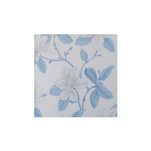 English Florals  G67228  Papel de  Parede  flores cinza com folhas azul 