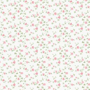 Miniatures 3  G67889 Papel de parede  Mini rosas rose com folhas verde  fundo branco