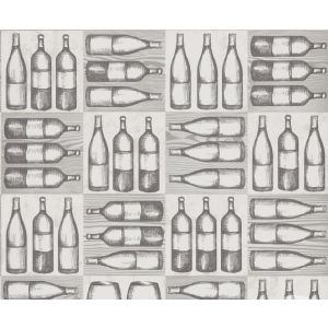 Star 472101 Papel de  parede garrafas de vinho fundo cinza 