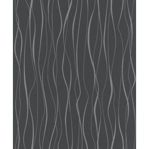 Ivy  6813-40 Papel de parede  curvas verticais  com baixo relevo cinzza com preto 