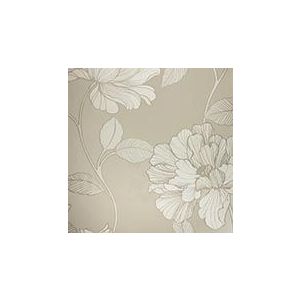 Papel de parede -Encgantment-Fundo-bege-flores-grandes-brancas, cód :  121201