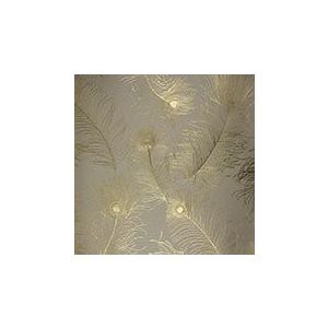 Papel de parede -enchantment-Fundo-bege-penas-douradas, cód :  121402