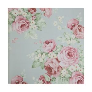 Papel de parede -Fragrant Roses - fundo -azul-flores-grandes-vermelho-claro , cód : FA811016