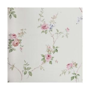 Papel de parede -Fragrant Roses -Fundo-branco-flores-rosa-azul cód : FA811038