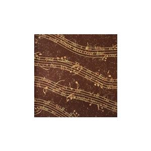 Papel de parede -Brigth wall- Fundo marrom café com notas musicais em dourado , cód : 674002