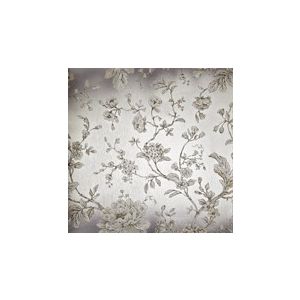 Papel de parede - Brigth wall- Fundo prata com flores bege e branca , cód : Y6130602