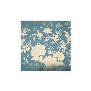 Papel de parede -Brigth wall-Fundo azul com flores douradas , cód : Y6130609