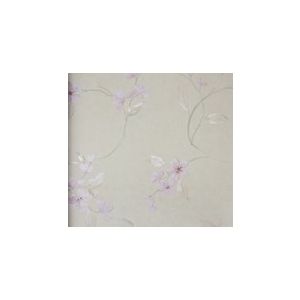 Papel de parede -Brigth wall-Fundo cinza claro com floresde cerejeira lilás , cód : Y6130903