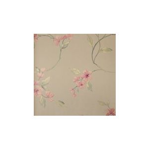 Papel de parede -Brigth wall-Fundo areia com flores de cerejeiras em vermelho  , cód : Y6130904