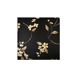 Papel de parede -Brigth wall-Fundo preto com flores de cerejeiras douradas , cód : Y6130906